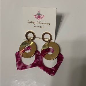 Gold & Resin Circle Pink